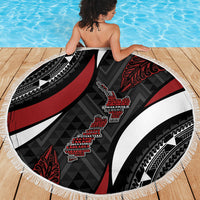 Aotearoa New Zealand Native Birds Map Beach Blanket Silver Fern Tribal Pattern DT05 - Polynesian Pride