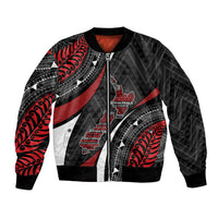 Aotearoa New Zealand Native Birds Map Bomber Jacket Silver Fern Tribal Pattern DT05 Unisex Red - Polynesian Pride