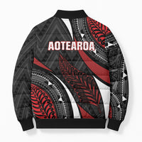 Aotearoa New Zealand Native Birds Map Bomber Puffer Jacket Silver Fern Tribal Pattern DT05 - Polynesian Pride