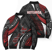 Aotearoa New Zealand Native Birds Map Bomber Puffer Jacket Silver Fern Tribal Pattern DT05 - Polynesian Pride