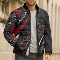 Aotearoa New Zealand Native Birds Map Bomber Puffer Jacket Silver Fern Tribal Pattern DT05 - Polynesian Pride
