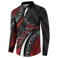 Aotearoa New Zealand Native Birds Map Button Sweatshirt Silver Fern Tribal Pattern DT05 - Polynesian Pride