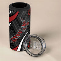 Aotearoa New Zealand Native Birds Map 4 in 1 Can Cooler Tumbler Silver Fern Tribal Pattern DT05 - Polynesian Pride