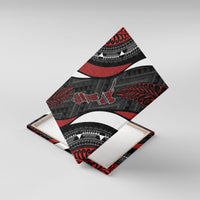 Aotearoa New Zealand Native Birds Map Canvas Wall Art Silver Fern Tribal Pattern DT05 With Frame Red - Polynesian Pride