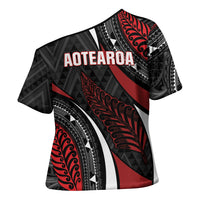 Aotearoa New Zealand Native Birds Map Cross Shoulder Shirt Silver Fern Tribal Pattern DT05 - Polynesian Pride