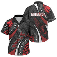 Aotearoa New Zealand Native Birds Map Family Matching Long Sleeve Bodycon Dress and Hawaiian Shirt Silver Fern Tribal Pattern DT05 Son's Shirt Red - Polynesian Pride