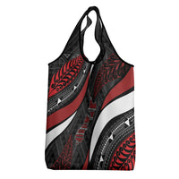 Aotearoa New Zealand Native Birds Map Grocery Bag Silver Fern Tribal Pattern DT05 - Polynesian Pride