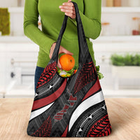 Aotearoa New Zealand Native Birds Map Grocery Bag Silver Fern Tribal Pattern DT05 - Polynesian Pride