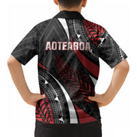 Aotearoa New Zealand Native Birds Map Kid Hawaiian Shirt Silver Fern Tribal Pattern DT05 - Polynesian Pride