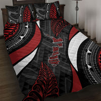 Aotearoa New Zealand Native Birds Map Quilt Bed Set Silver Fern Tribal Pattern DT05 Red - Polynesian Pride