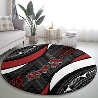 Aotearoa New Zealand Native Birds Map Round Carpet Silver Fern Tribal Pattern DT05 - Polynesian Pride