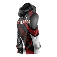 Aotearoa New Zealand Native Birds Map Sleeveless Hoodie Silver Fern Tribal Pattern DT05 - Polynesian Pride