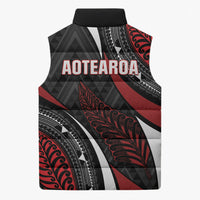 Aotearoa New Zealand Native Birds Map Sleeveless Puffer Jacket Silver Fern Tribal Pattern DT05 - Polynesian Pride