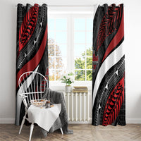 Aotearoa New Zealand Native Birds Map Window Curtain Silver Fern Tribal Pattern DT05 - Polynesian Pride