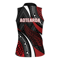 Aotearoa New Zealand Native Birds Map Women Sleeveless Polo Shirt Silver Fern Tribal Pattern DT05 - Polynesian Pride