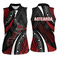 Aotearoa New Zealand Native Birds Map Women Sleeveless Polo Shirt Silver Fern Tribal Pattern DT05 - Polynesian Pride