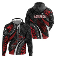 Aotearoa New Zealand Native Birds Map Zip Hoodie Silver Fern Tribal Pattern DT05 - Polynesian Pride