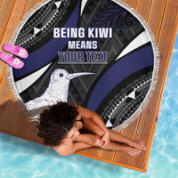 Personalised New Zealand Kiwi Beach Blanket Silver Fern Tribal Pattern DT05 - Polynesian Pride