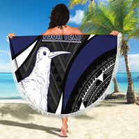 Personalised New Zealand Kiwi Beach Blanket Silver Fern Tribal Pattern DT05 - Polynesian Pride