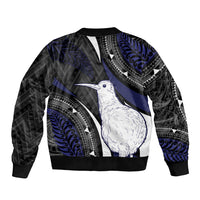 Personalised New Zealand Kiwi Bomber Jacket Silver Fern Tribal Pattern DT05 - Polynesian Pride