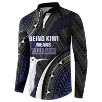 Personalised New Zealand Kiwi Button Sweatshirt Silver Fern Tribal Pattern DT05 - Polynesian Pride