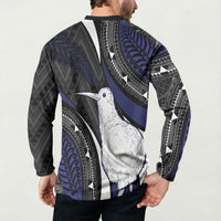 Personalised New Zealand Kiwi Button Sweatshirt Silver Fern Tribal Pattern DT05 - Polynesian Pride
