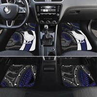 New Zealand Kiwi Car Mats Silver Fern Tribal Pattern DT05 Set 4pcs Navy - Polynesian Pride