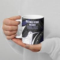 Personalised New Zealand Kiwi Ceramic Mug Silver Fern Tribal Pattern DT05 - Polynesian Pride