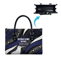 Personalised New Zealand Kiwi Leather Bag Silver Fern Tribal Pattern DT05 - Polynesian Pride