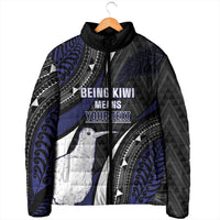 Personalised New Zealand Kiwi Padded Jacket Silver Fern Tribal Pattern DT05 - Polynesian Pride