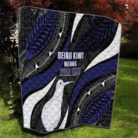 Personalised New Zealand Kiwi Quilt Silver Fern Tribal Pattern DT05 - Polynesian Pride