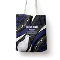 Personalised New Zealand Kiwi Tote Bag Silver Fern Tribal Pattern DT05 - Polynesian Pride