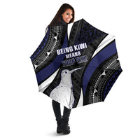 Personalised New Zealand Kiwi Umbrella Silver Fern Tribal Pattern DT05 - Polynesian Pride