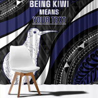 Personalised New Zealand Kiwi Window Curtain Silver Fern Tribal Pattern DT05 - Polynesian Pride