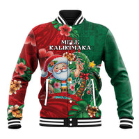 Hawaii Christmas Baseball Jacket Mele Kalikimaka Funny Hawaiian Santa - Polynesian Pride