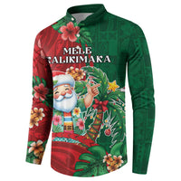 Hawaii Christmas Button Sweatshirt Mele Kalikimaka Funny Hawaiian Santa - Polynesian Pride