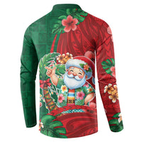 Hawaii Christmas Button Sweatshirt Mele Kalikimaka Funny Hawaiian Santa - Polynesian Pride