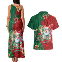 Hawaii Christmas Couples Matching Tank Maxi Dress and Hawaiian Shirt Mele Kalikimaka Funny Hawaiian Santa - Polynesian Pride