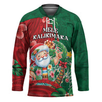 Hawaii Christmas Hockey Jersey Mele Kalikimaka Funny Hawaiian Santa - Polynesian Pride