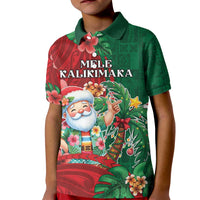 Hawaii Christmas Kid Polo Shirt Mele Kalikimaka Funny Hawaiian Santa - Polynesian Pride