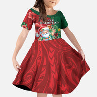 Hawaii Christmas Kid Short Sleeve Dress Mele Kalikimaka Funny Hawaiian Santa - Polynesian Pride