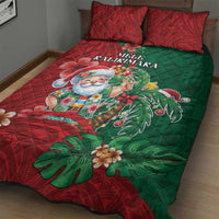 Hawaii Christmas Quilt Bed Set Mele Kalikimaka Funny Hawaiian Santa - Polynesian Pride