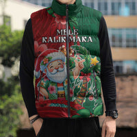 Hawaii Christmas Sleeveless Puffer Jacket Mele Kalikimaka Funny Hawaiian Santa - Polynesian Pride