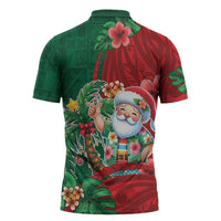 Hawaii Christmas Zipper Polo Shirt Mele Kalikimaka Funny Hawaiian Santa DT05 - Polynesian Pride
