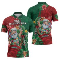 Hawaii Christmas Zipper Polo Shirt Mele Kalikimaka Funny Hawaiian Santa DT05 - Polynesian Pride