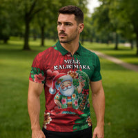 Hawaii Christmas Zipper Polo Shirt Mele Kalikimaka Funny Hawaiian Santa DT05 - Polynesian Pride