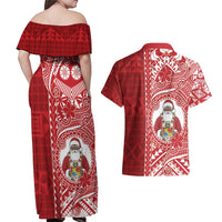 Tonga Christmas Couples Matching Off Shoulder Maxi Dress and Hawaiian Shirt Kilisimasi Fiefia - Polynesian Pride