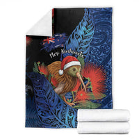 New Zealand Christmas Blanket Santa Kiwi Bird With Pohutukawa Flowers - Polynesian Pride