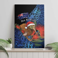 New Zealand Christmas Canvas Wall Art Santa Kiwi Bird With Pohutukawa Flowers - Polynesian Pride