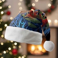 Personalised New Zealand Christmas Santa Hat Santa Kiwi Bird With Pohutukawa Flowers - Polynesian Pride